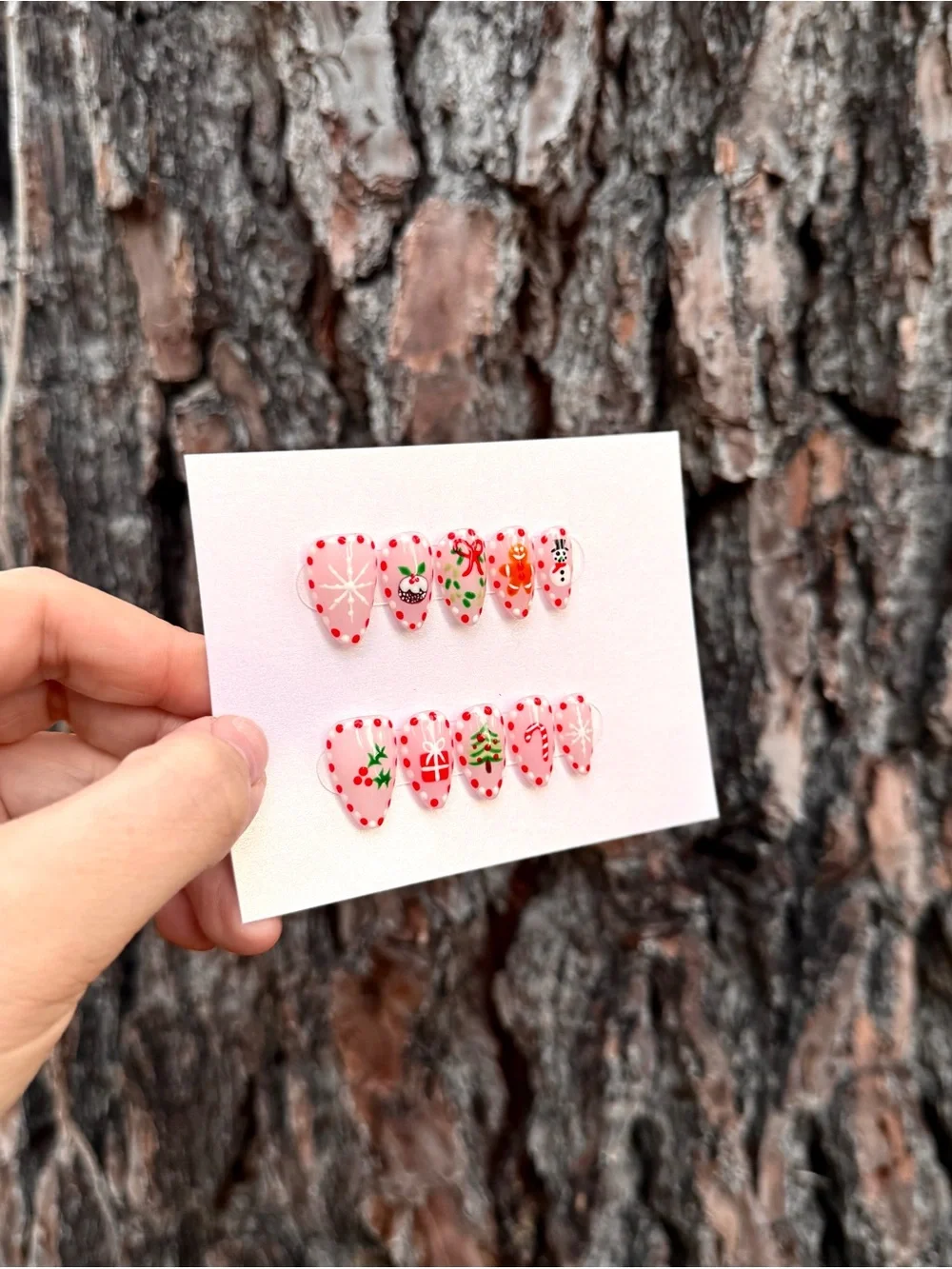 Candy Cane Christmas Press-On Nails